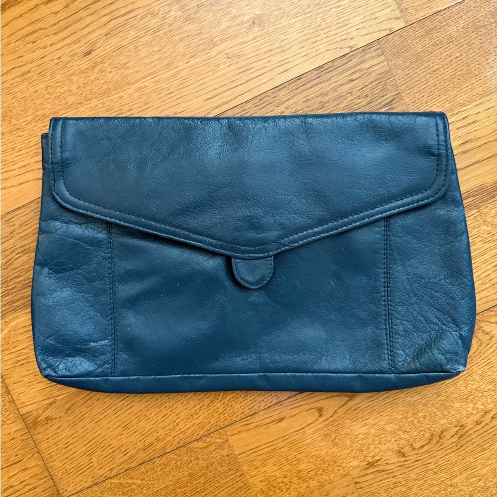 Elegant Blue Leather Clutch